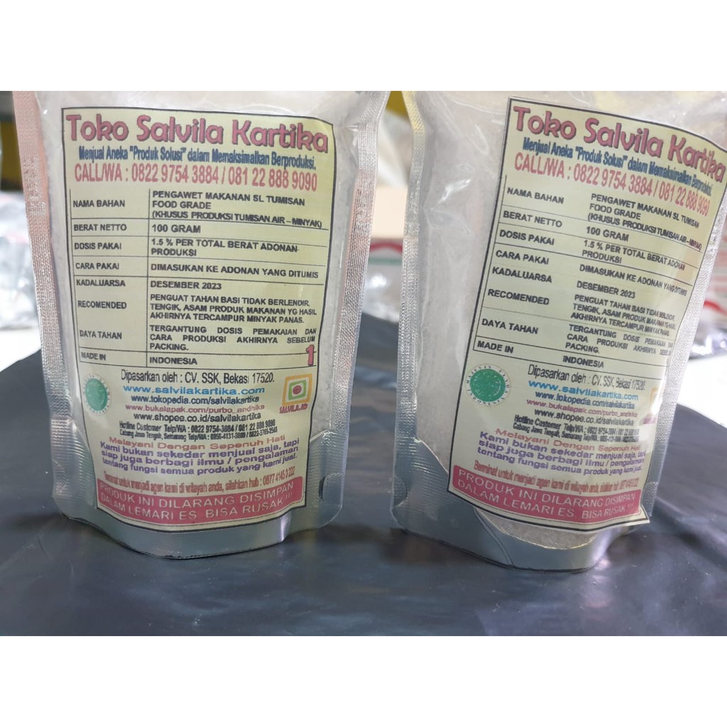 

PENGAWET SL-TUMISAN GORENG FOOD GRADE KHUSUS PRODUKSI MAKANAN ADONAN BASAH (KOMBINASI AIR DAN MINYAK