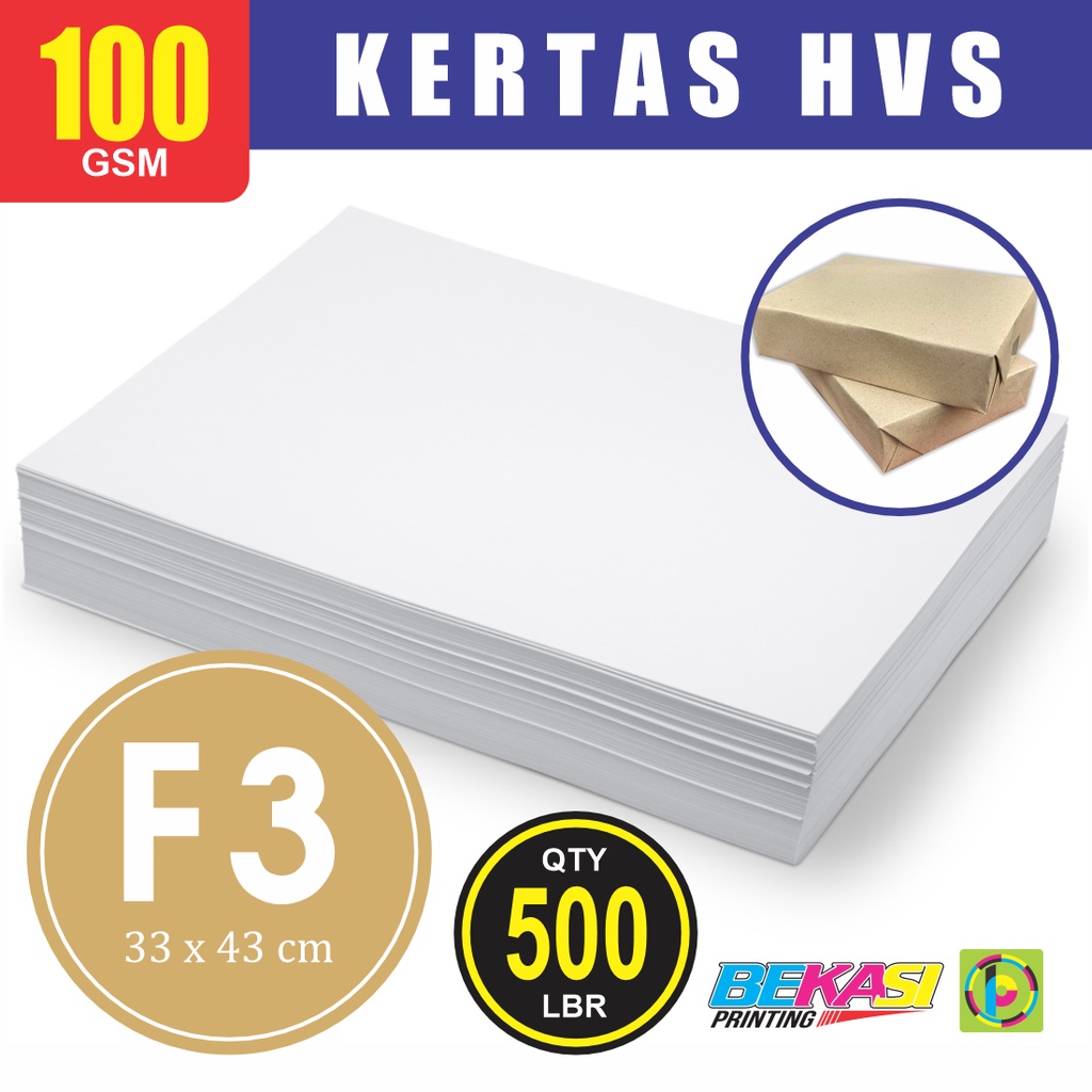 

Woodfree Paper Kertas HVS 100 GSM F3 / Double Folio 33x43 cm 1 RIM