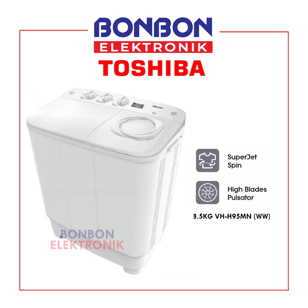 Toshiba Mesin Cuci 2 Tabung 6.5KG VH-H75MN (WW) / VHH 75 MN / VHH75MN