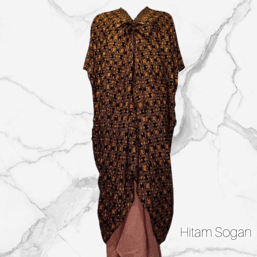 Kaftan Termurah Kaftan Motif Lace Sutra Viscose - Kaftan Lebaran Kondangan Pesta (Hitam Sogan)