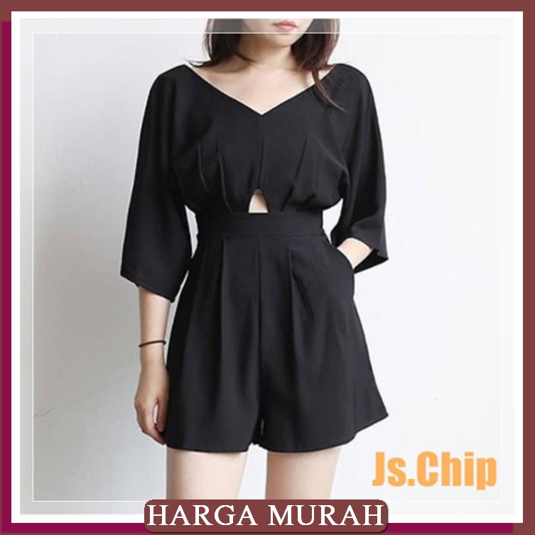 Jumpsuit Wanita Panjang Hijab Import Jamsuit Jumsuit Jampsui Cy56 DY558 [Js Chip Black Bc]Jumpsuit