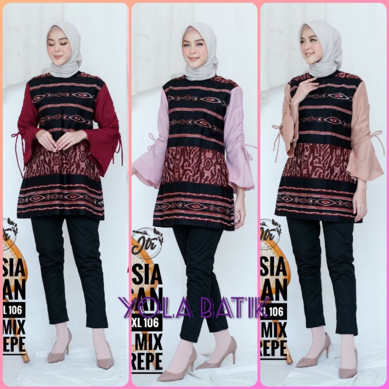 tey-17 Batik wanita ASJ SA HRB026 Kenongo Kemeja Tosca Pendek-1