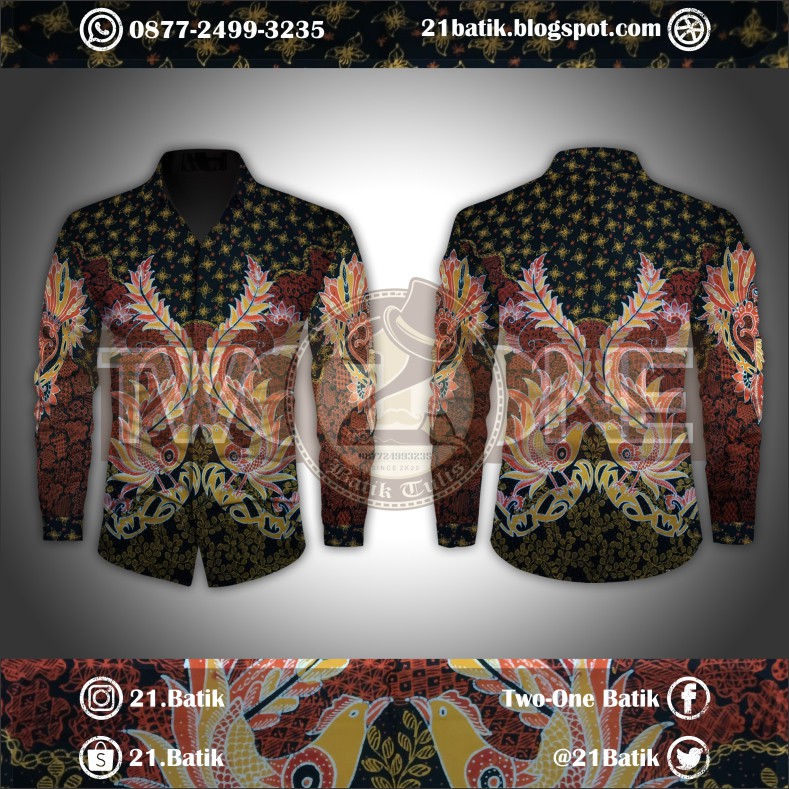 BATIK TULIS PREMIUM HALUSAN KEMEJA PRIA / WANITA FULL ISIAN (WARNA MERAH KUNING ORANGE)