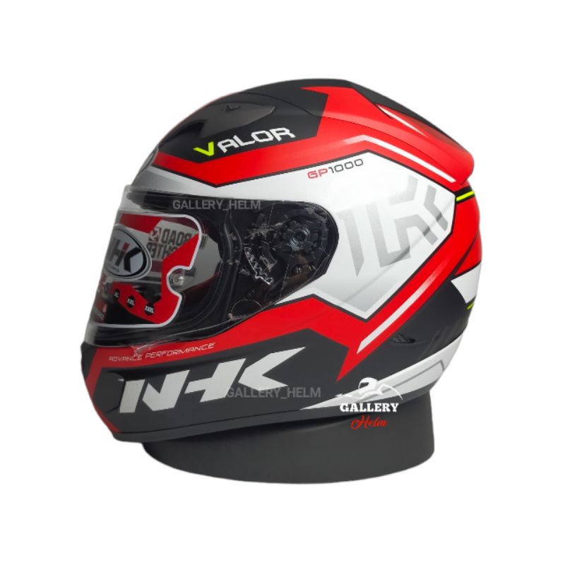 HELM NHK GP1000 VALOR BLACK RED DOFF | NHK DOUBLE VISOR