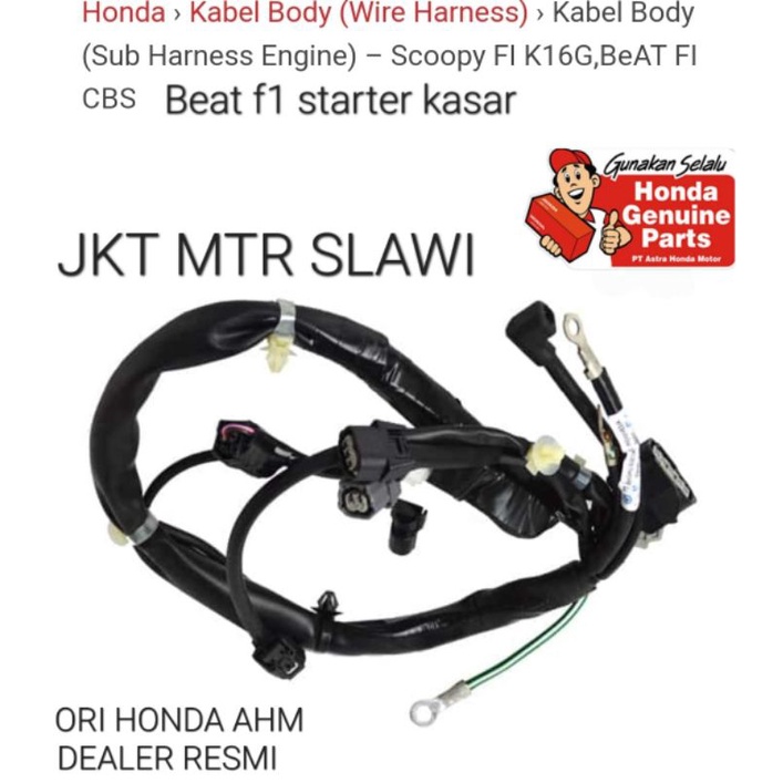 32101-K25-900 sub harness engine kabel, kabel body ecu beat f1 starter kasar ori ahm