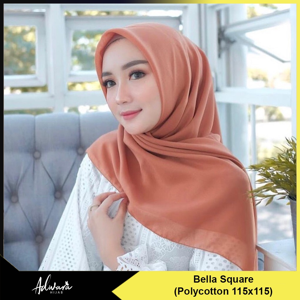 Bella Square Polycotton / Jilbab Segiempat Premium (Tegak di dahi)