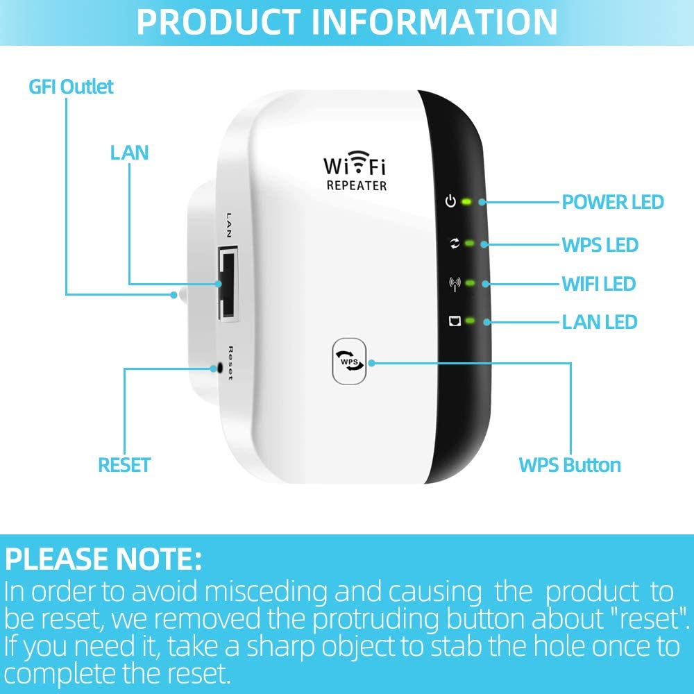 300Mbps Wireless Wifi Repeater, Signal Extender Router, Amplifier dan 2.4G Booster