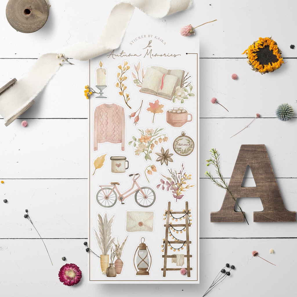 

Autumn Memory - Sticker Sheet Set Lucu untuk Bullet Journal Diary Scrapbook