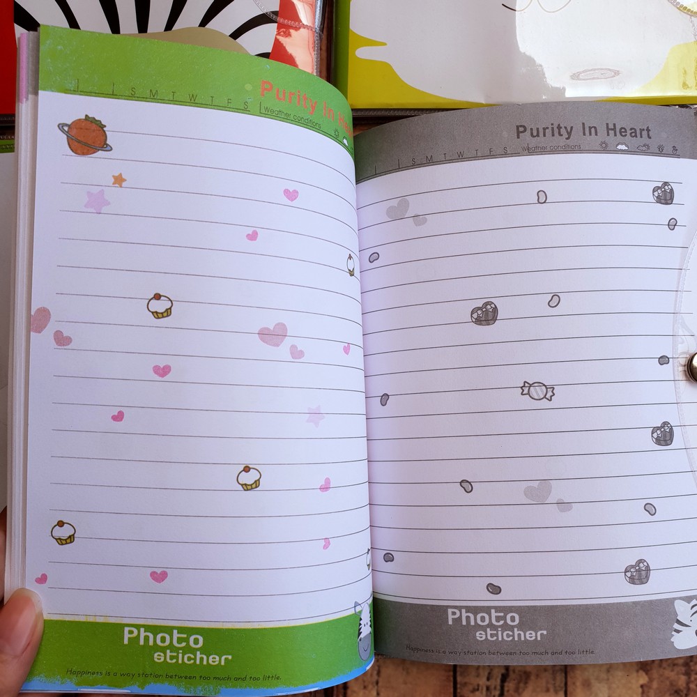 Diary Kancing A5 Cute Photo Sticker Bonus Pen 3559 - Buku Cute Photo Sticher A5 - Notepad HYN-223559