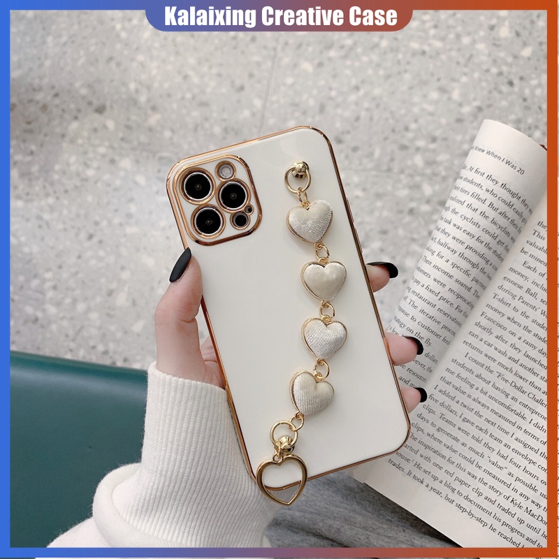 Soft Case Dengan Gelang Rantai Bahan Metal Untuk iPhone 13 Pro Max 12 MiNi 11 XR XS X 7 8 Plus SE 14 Pro Max