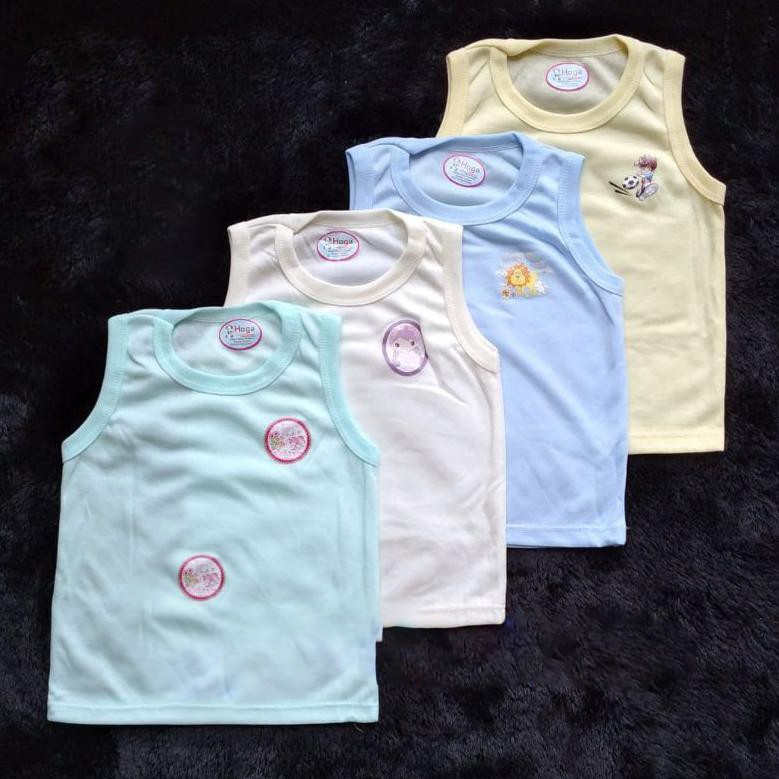 4 Pcs Oblong Bayi Buntung Hoga - Baju Oblong Bayi Tanpa Lengan - Mix 4 Warna