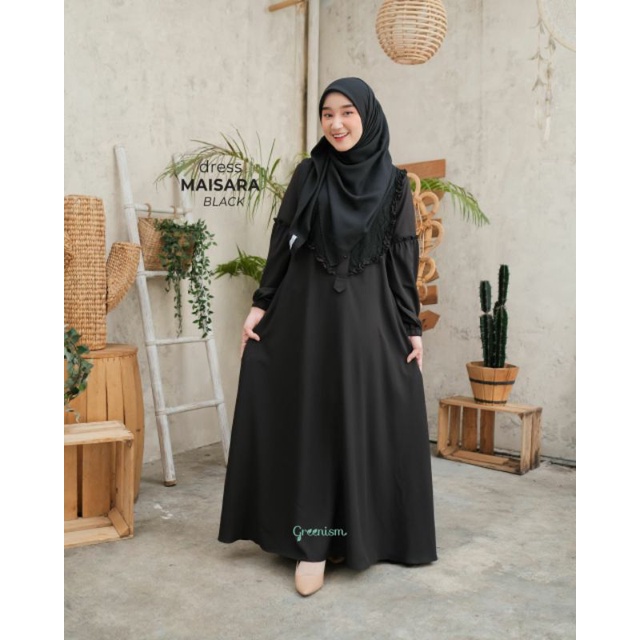 MAISARA DRESS / GAMIS BRUKAT / GAMIS POLOS KOMBINASI BRUKAT/ GAMIS BUSUI  BESTSELLER ORI