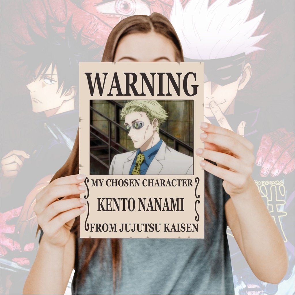 Poster Jujutsu Kaisen Warning Anime Itadori Yuji Fushiguro Megumi Gojo Satoru Sukuna- Size A4+-5 Nanami