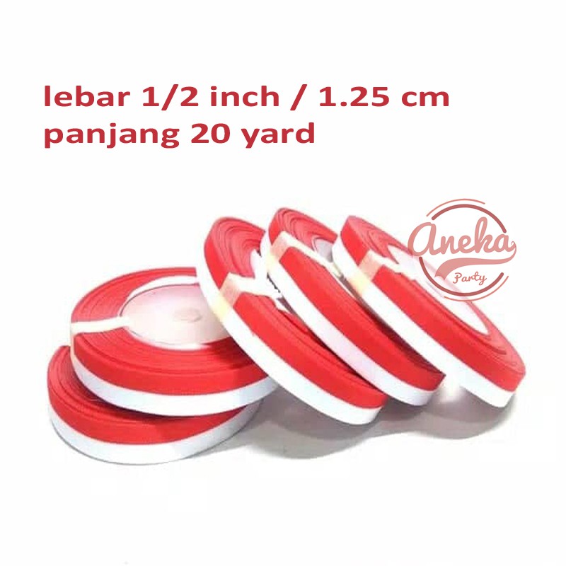 Pita satin merah putih 1/2 inci / hiasan 17 agustus / HUT RI / pita kain aksesoris agustusan