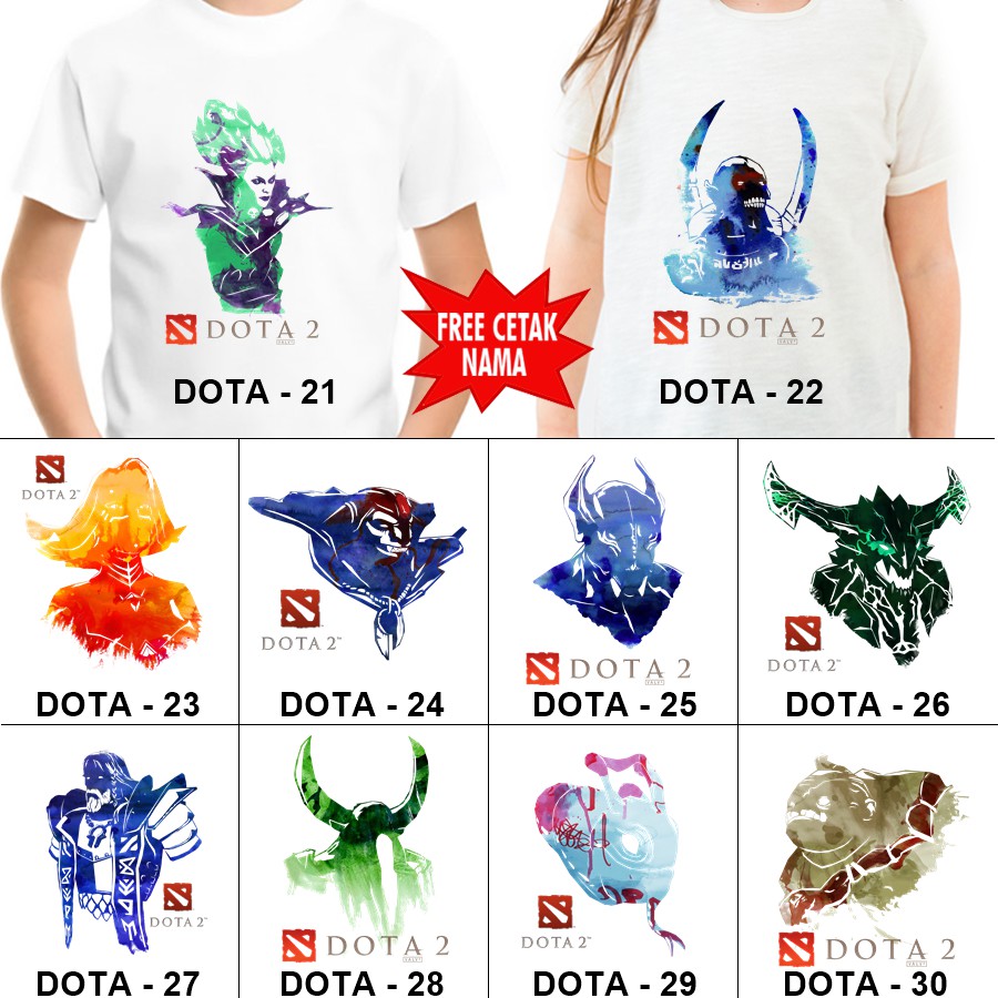 Baju Kaos ANAK DAN DEWASA DOTA COUPLE (FREE NAMA)