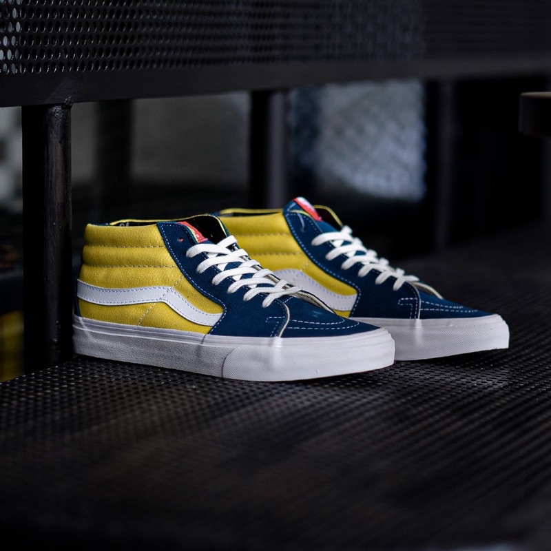 [SALE DEADSTOCK] V4NS SK8-MID RETRO SKATE SAILOR BLUE/YELLOW CLASSIC ORIGINAL 100%