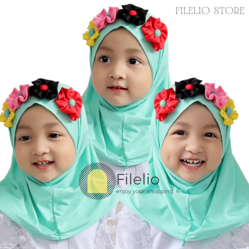 TERMURAH Kerudung Anak 1 tahun Bunga Mawar Hijab Anak 2 Tahun Murah Terbaru Krudung Anak Bayi