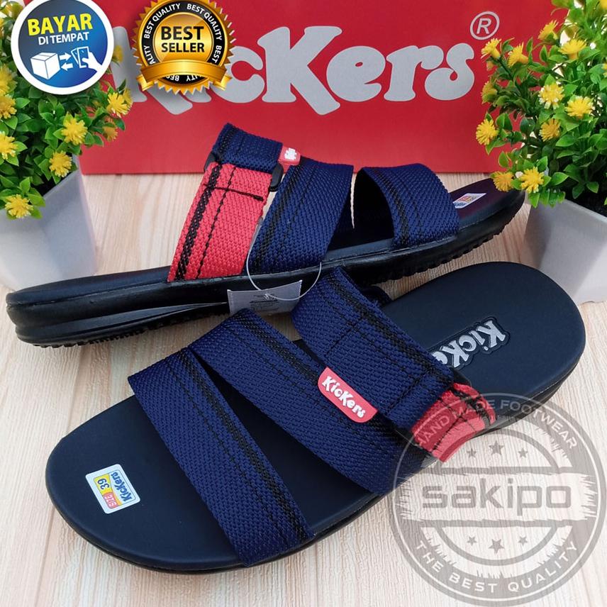 HUJAN SEMUANYA  SANDAL PRIA DEWASA KICKERS SLOP BISBAN RING BIRU / SAKIPO | MJK.27Jn22ᴱ