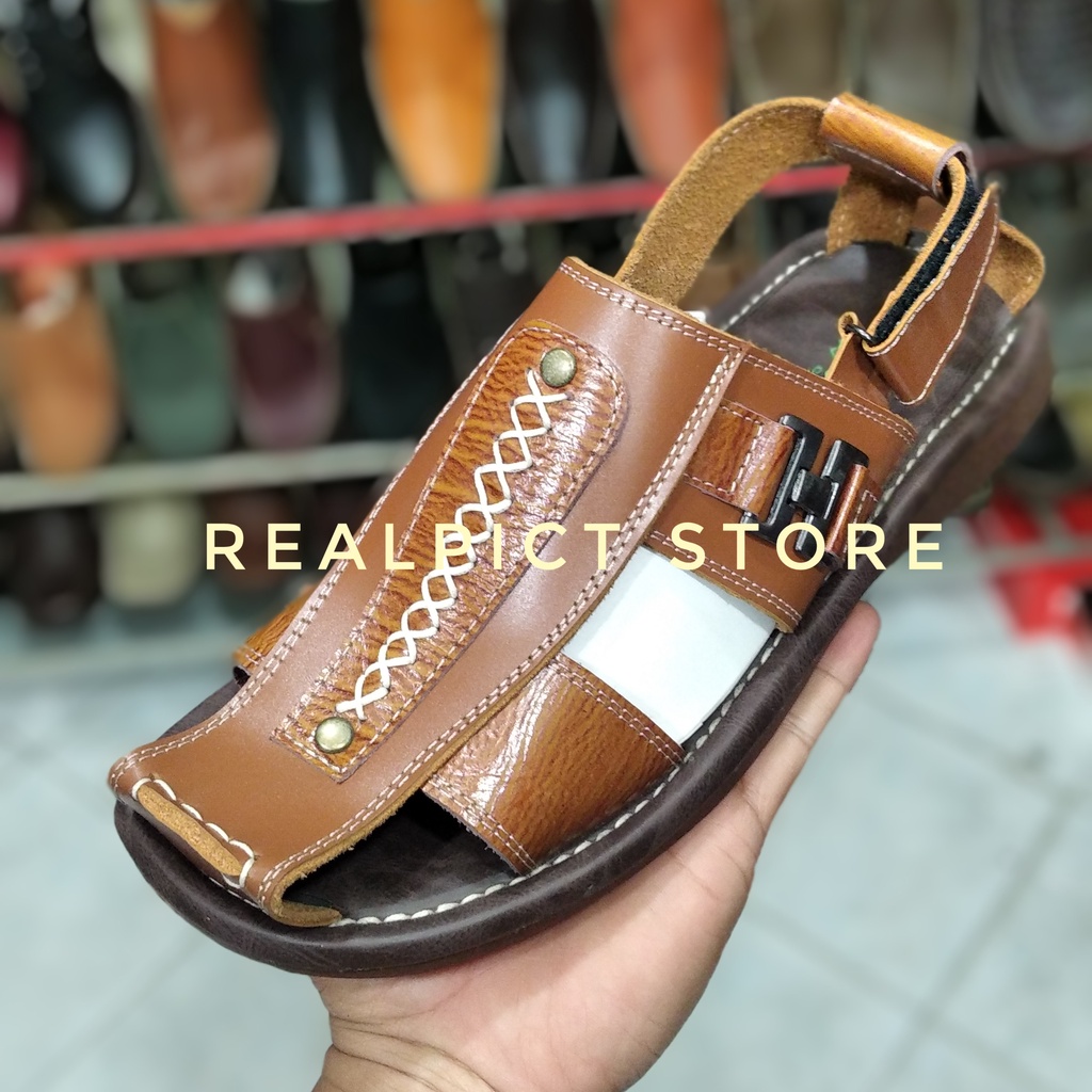 Sepatu Sandal Pria Bahan Kulit Asli Model Terbaru