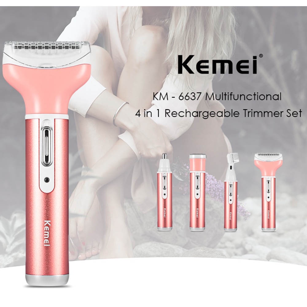 Kemei Alat Cukur Elektrik 4 in 1 Nose Ear Eyebrow Body Trimmer