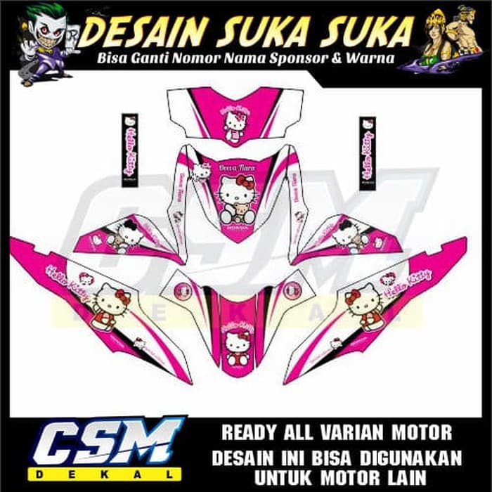 354 Dekal Decal Motor Beat Fi Stiker Sticker Striping Body Hello