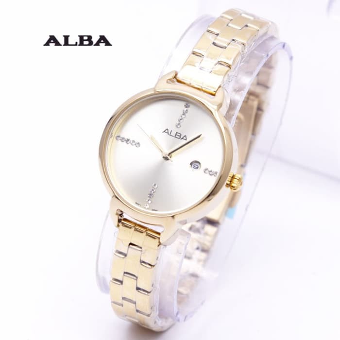 Jam Tangan Wanita / Cewek Alba Mini Rantai Gold White