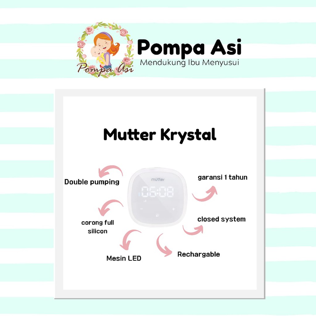 Alat Sedot Pompa Asi Mutter Krystal Breast Pump Original Kualitas Premium By Mallpompaasi