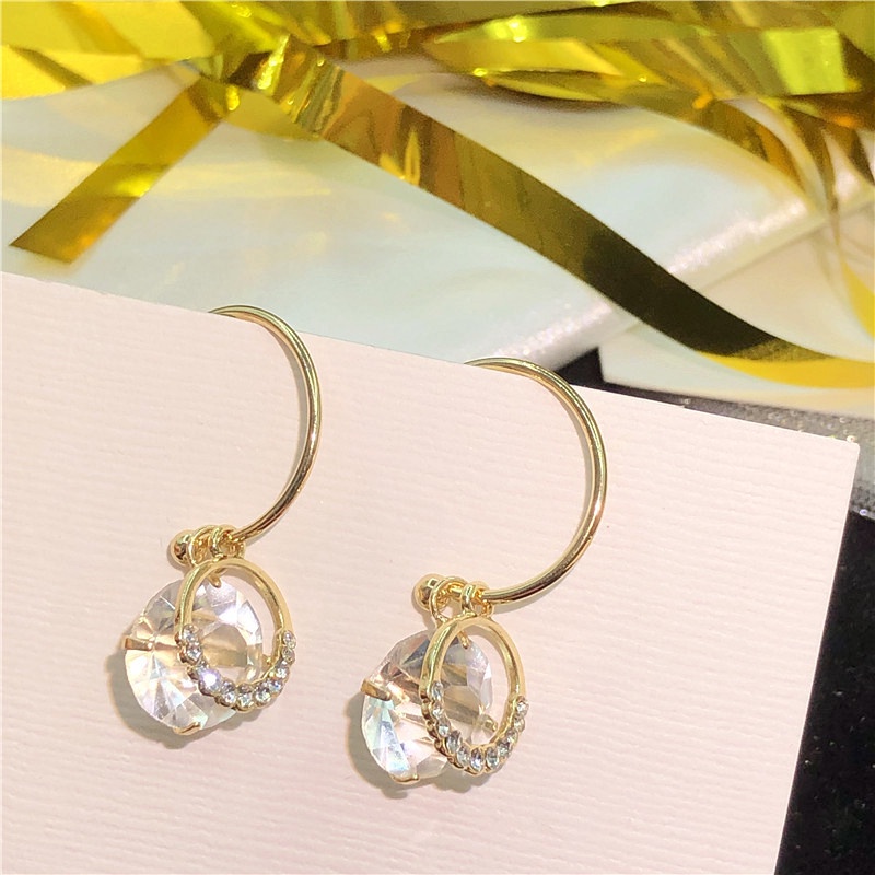 [Korean Fashion Temperament Diamond Zircon Pendant Earrings] [Women Bridal Wedding Drop Earrings] [Ladies Elegant Rhinestone Long Dangle Earrings]