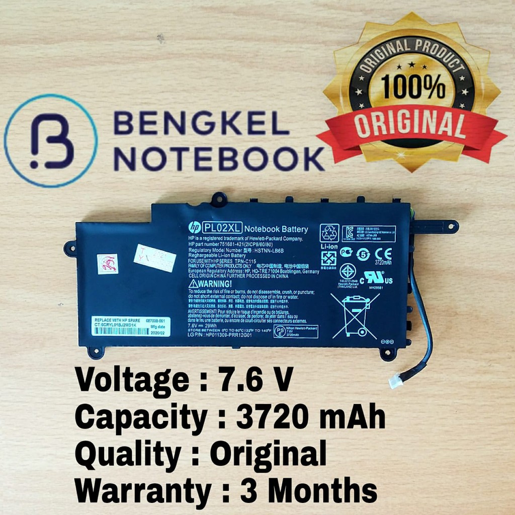 Baterai HP 11-N PL02XL HP Pavilion 11-N Original