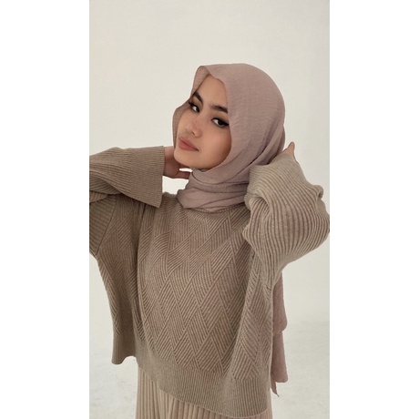 Fwdaily - ANNA ( crop sweater - sweater rajut motif turtleneck )-5