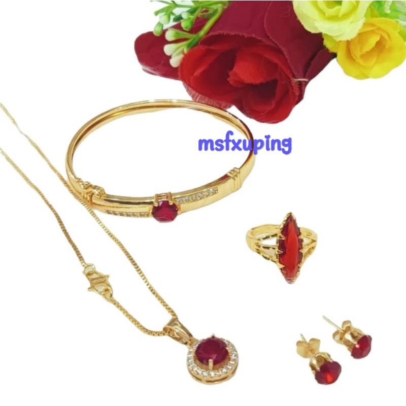 Set perhiasan xuping permata zircon lapis emas S4022