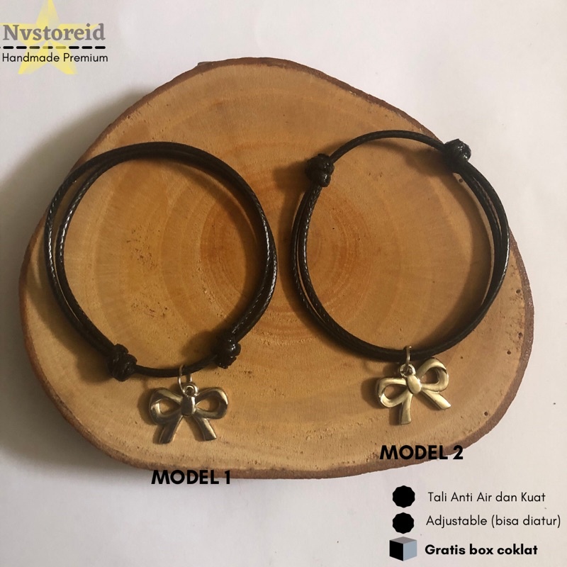 Gelang liontin Pita Silver / gelang tali wanita hits