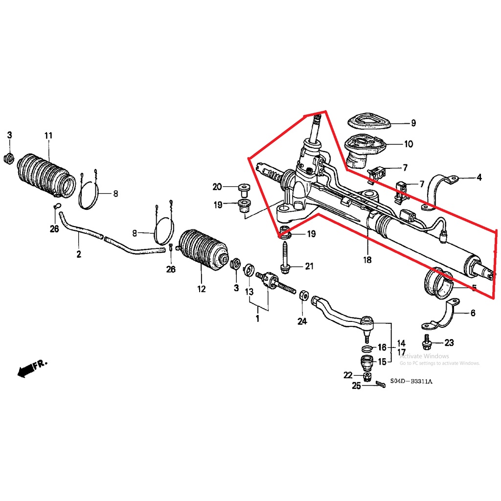 gear box assy power steering bak stir rack stir civic ferio 1996 1997 1998 1999 2000 53601-S04