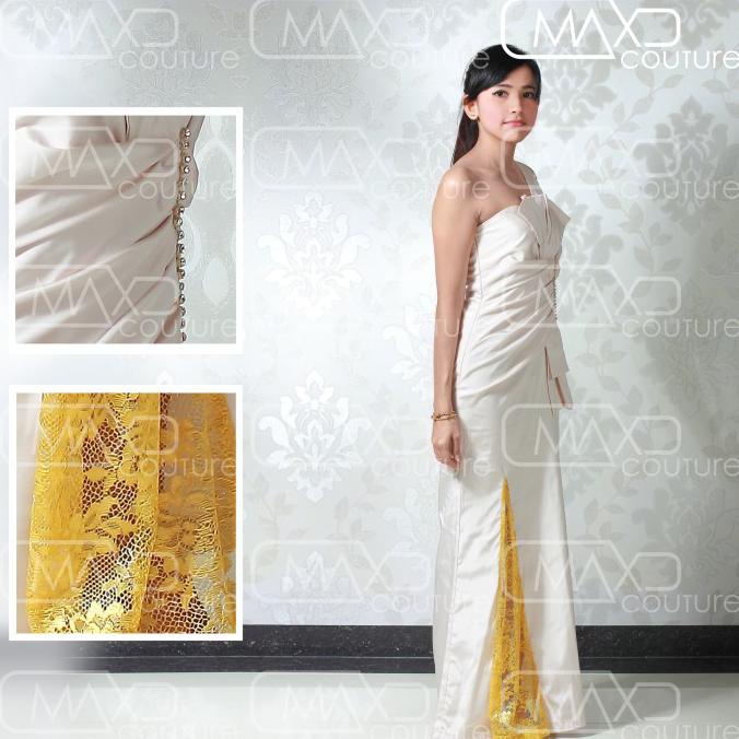 Aman Beige Tarzan Long Dress Wanita Sale