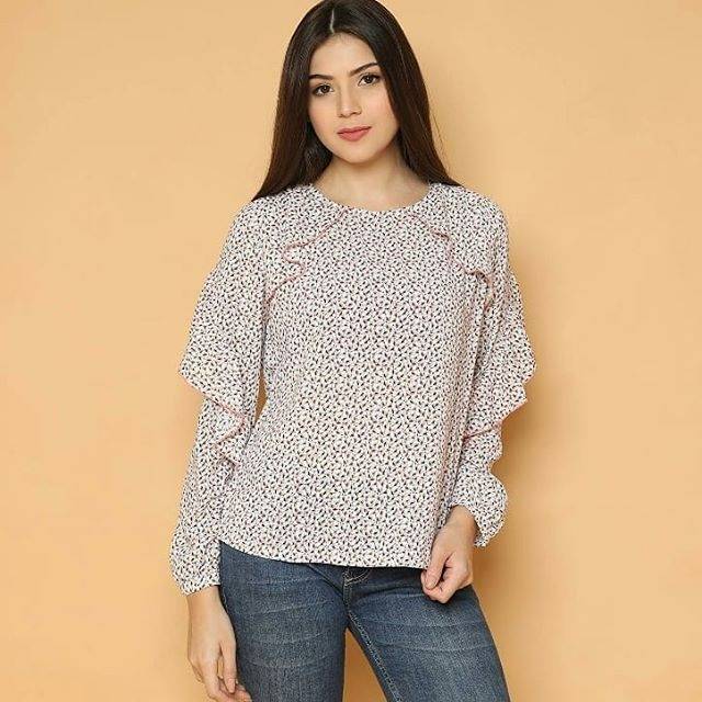 Esprit EDC ruffle peach blouse