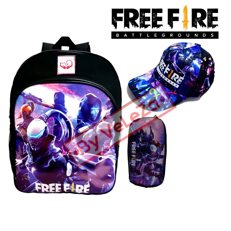 Tas anak ransel karakter game free firee gratis waistbag topi jam tangan tempat pinsil - tas anak