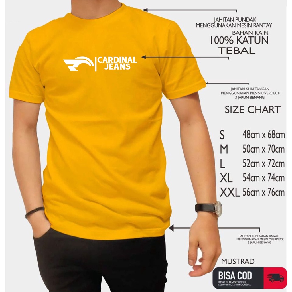 Kaos T-Shirt Distro Pria Wanita Terbaru CARDINAL JEANS UK Logo White - Premium High Quality