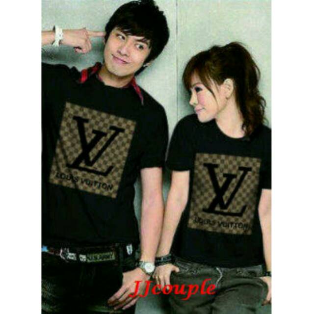 Kaos couple lv black lengan pendek - baju pasangan