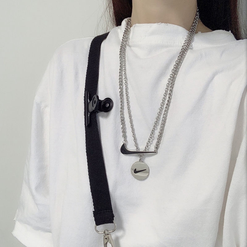 Check Necklace Check Pendant Hip Hop Harajuku Style Trendy Clavicle Chain