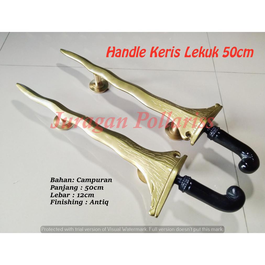 Terlaris Tarikan Handle Pegangan Pintu Rumah Kuningan Antik Unik Harga Murah Motif Keris Lekuk 50cm