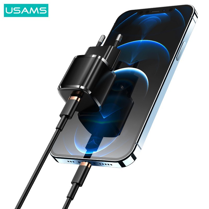Usams T36 U63 Charger Kit 20W PD iPhone 8Pin Type C Lightning Fast Charging SuperSi