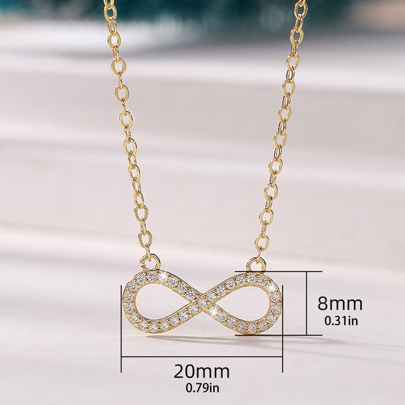 Kalung Rantai Klavikula Wanita Dengan Liontin Bentuk Infinity Bahan Cubic Zirconia Untuk Pesta Pernikahan