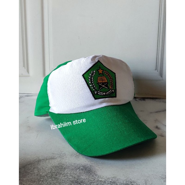 TOPI MI / TOPI ANAK SEKOLAH MI / TOPI PUTIH HIJAU