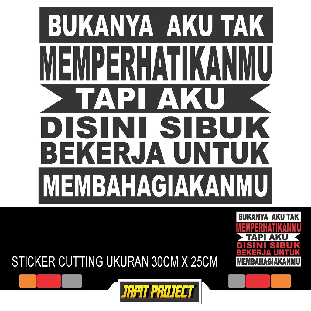 STIKER CUTTING CUSTOM VARIASI TULISAN BUAT KACA PINTU SEMUA MOBIL KATA-KATA UNIK DAN LUCU  UK 320CMX