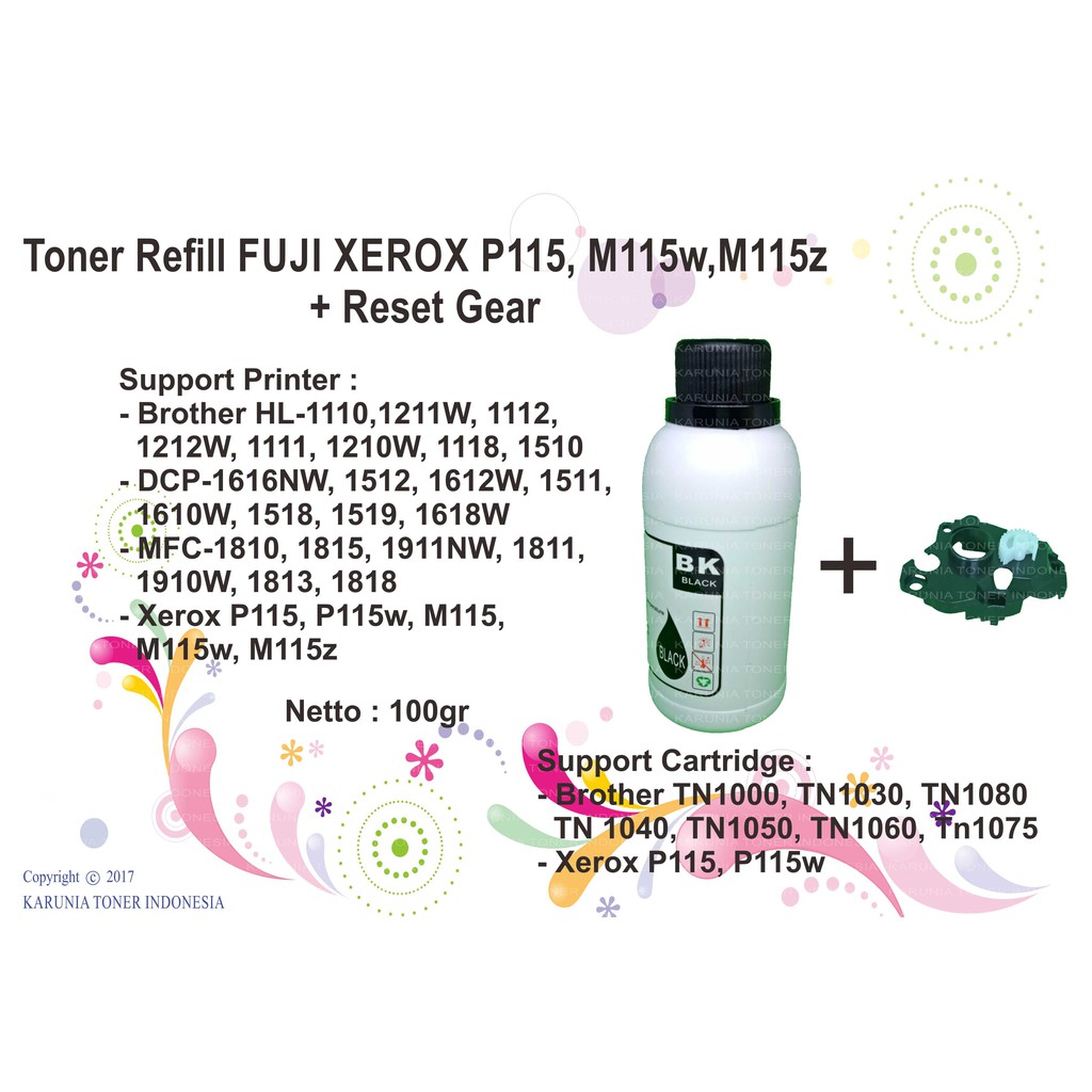 Toner Refill FUJI XEROX P115, M115w,M115z + Flag Gear