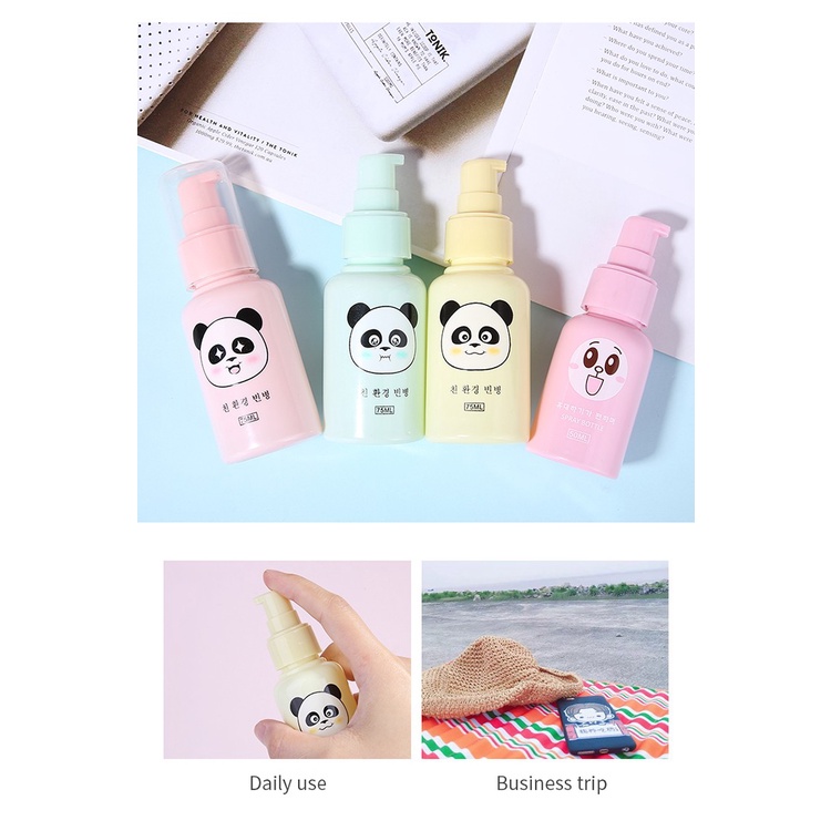 PUSH Pump botol travel PANDA Bottle Squeeze Bottle Botol Plastik Botol Isi  Botol Kosmetik Lotion