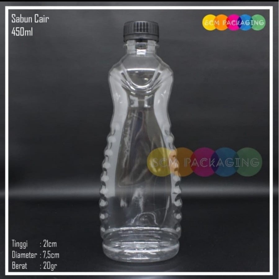 botol plastik Pet sabun 450ml Fliptop / LN long neck kemasan sabun cair cuci piring
