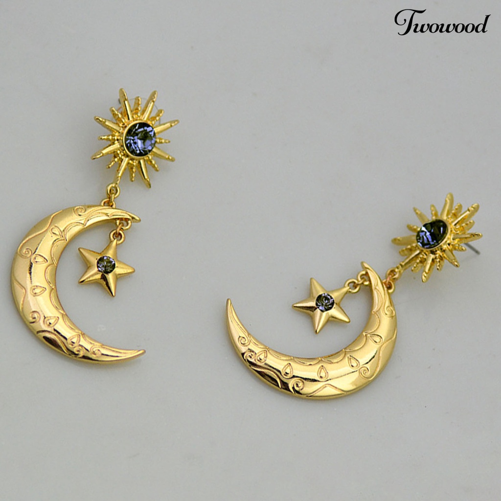 1 Pasang Anting Stud Model Gantung Bahan Alloy Untuk Wanita