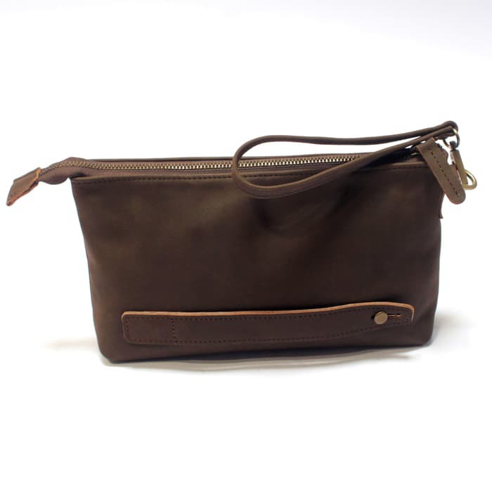 clutch pria wanita kulit asli pouch hand bag tas tangan coklat PHPC635