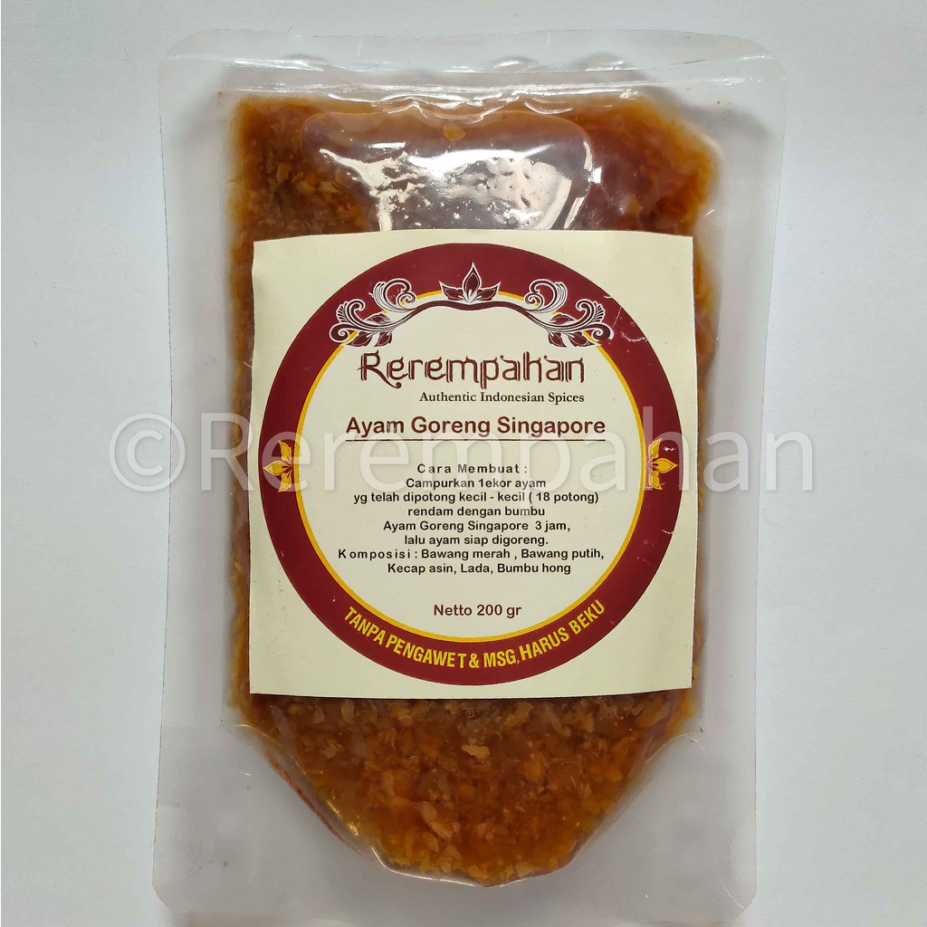 

Rerempahan AYAM GORENG SINGAPORE Bumbu Jadi Instan TANPA PENGAWET & MSG Siap Pakai